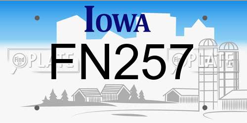 FN257 Iowa License Plate