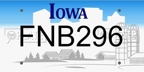 FNB296 Iowa License Plate