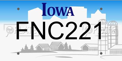 FNC221 Iowa License Plate