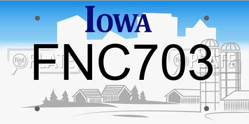 FNC703 Iowa License Plate