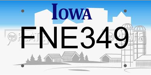 FNE349 Iowa License Plate