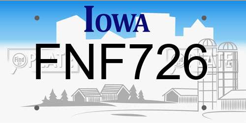 FNF726 Iowa License Plate