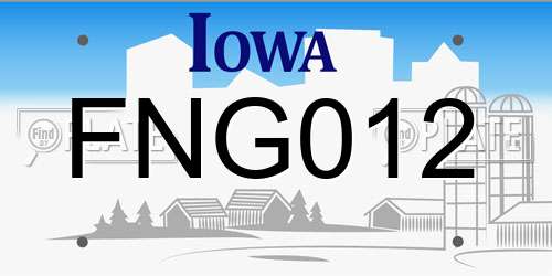 FNG012 Iowa License Plate