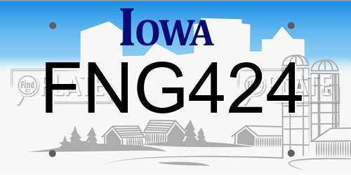 FNG424 Iowa License Plate
