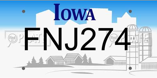 FNJ274 Iowa License Plate