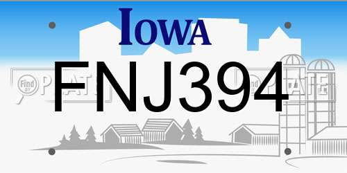 FNJ394 Iowa License Plate