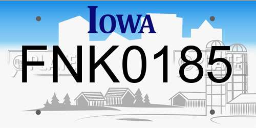 FNK0185 Iowa License Plate