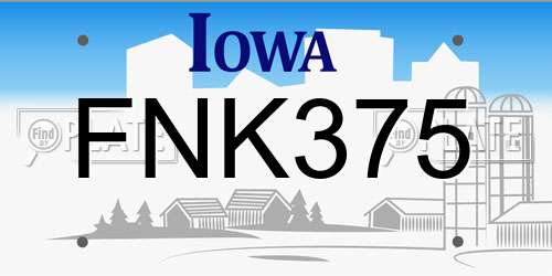 FNK375 Iowa License Plate
