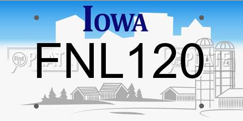 FNL120 Iowa License Plate