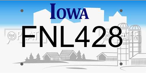 FNL428 Iowa License Plate