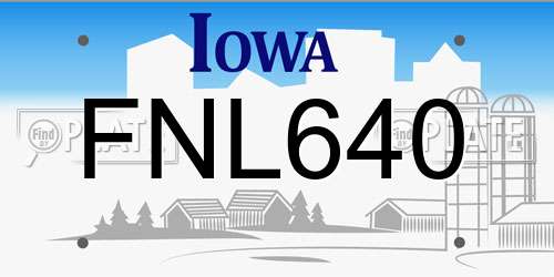 FNL640 Iowa License Plate