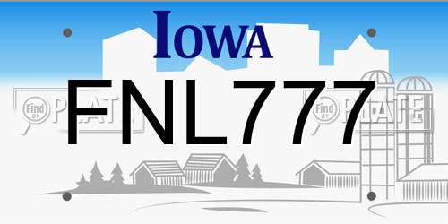 FNL777 Iowa License Plate