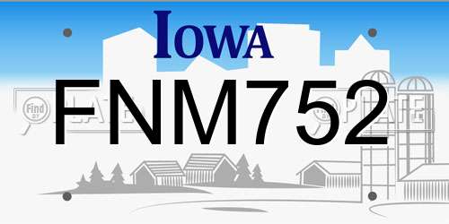 FNM752 Iowa License Plate