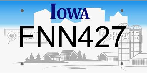 FNN427 Iowa License Plate