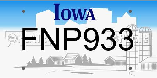 FNP933 Iowa License Plate