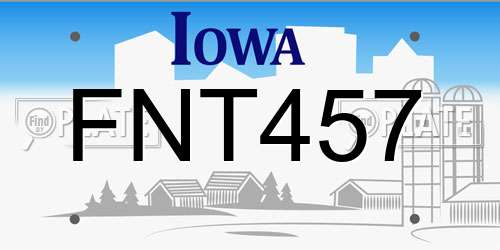 FNT457 Iowa License Plate