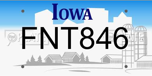 FNT846 Iowa License Plate