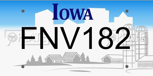FNV182 Iowa License Plate