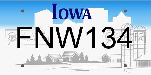 FNW134 Iowa License Plate