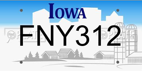 FNY312 Iowa License Plate