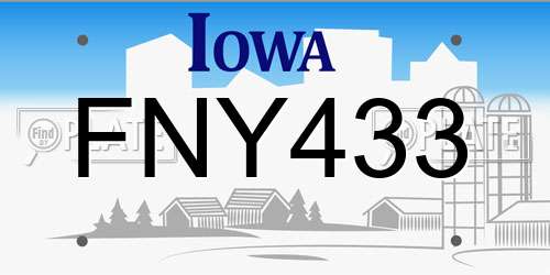 FNY433 Iowa License Plate