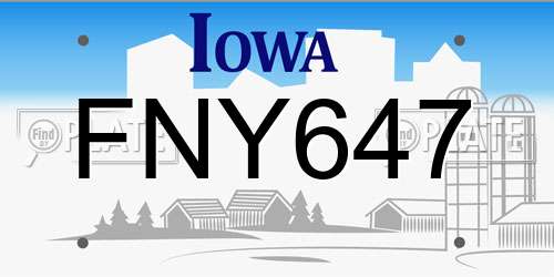FNY647 Iowa License Plate