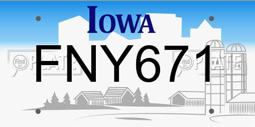FNY671 Iowa License Plate