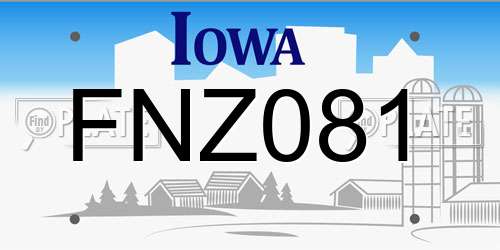 FNZ081 Iowa License Plate