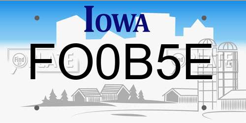 FO0B5E Iowa License Plate