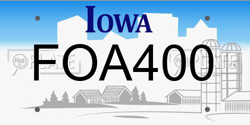 FOA400 Iowa License Plate