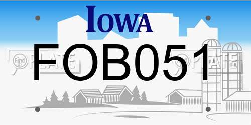 FOB051 Iowa License Plate