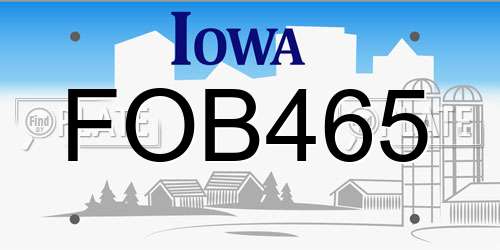 FOB465 Iowa License Plate