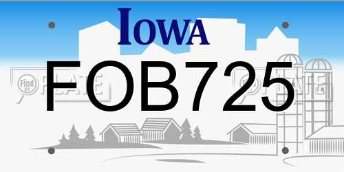 FOB725 Iowa License Plate
