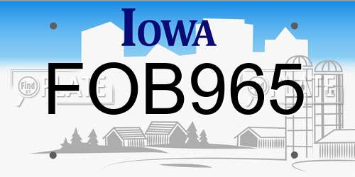FOB965 Iowa License Plate
