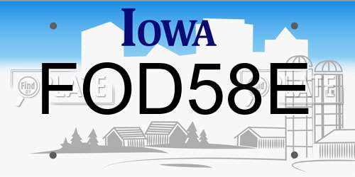 FOD58E Iowa License Plate