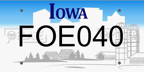 FOE040 Iowa License Plate