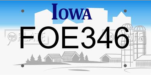 FOE346 Iowa License Plate