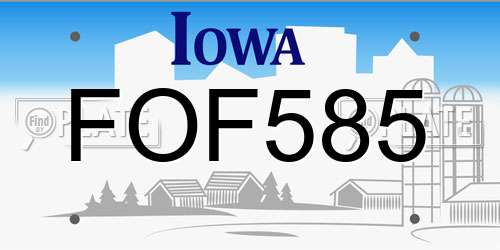 FOF585 Iowa License Plate