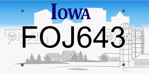 FOJ643 Iowa License Plate