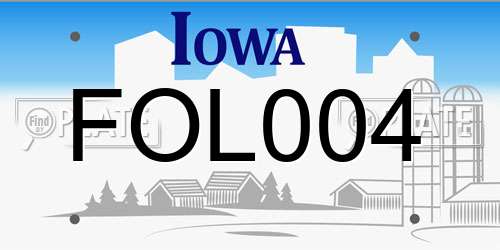 FOL004 Iowa License Plate