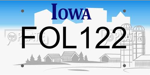 FOL122 Iowa License Plate