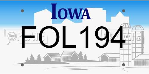 FOL194 Iowa License Plate