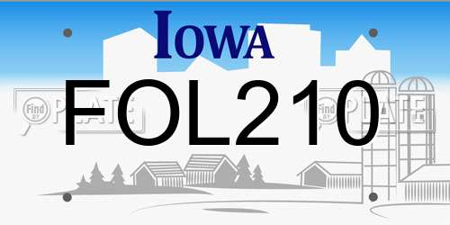 FOL210 Iowa License Plate