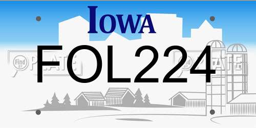 FOL224 Iowa License Plate