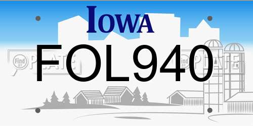 FOL940 Iowa License Plate