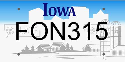 FON315 Iowa License Plate