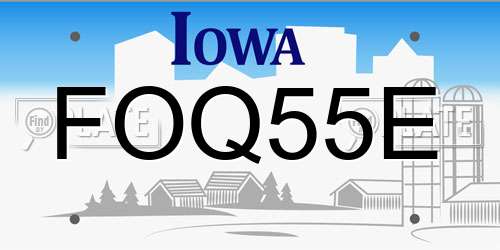 FOQ55E Iowa License Plate