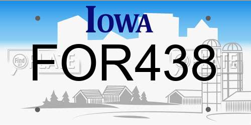 FOR438 Iowa License Plate