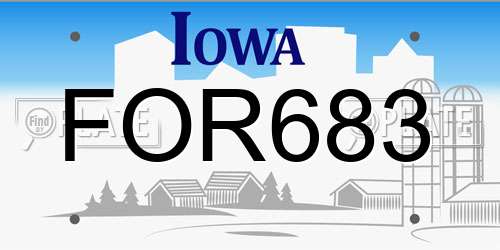 FOR683 Iowa License Plate