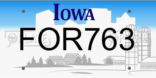 FOR763 Iowa License Plate
